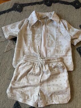 Kith Kids Cream Bandana-Print Short Pajama Set